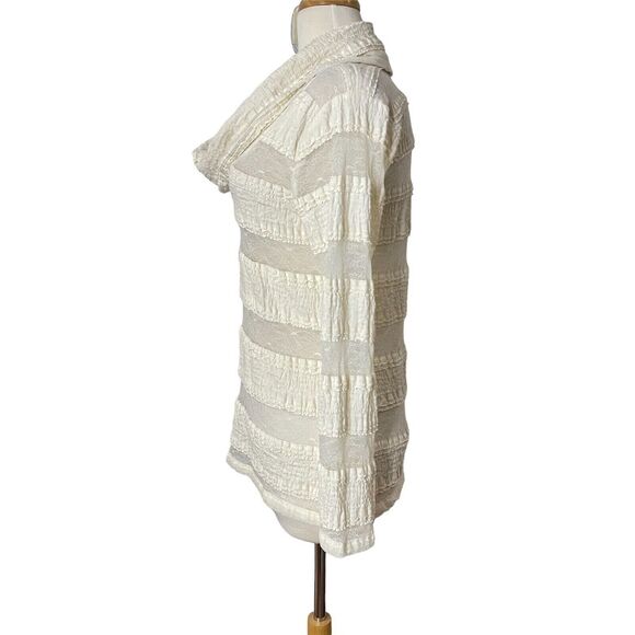 TINY Lace Sheer Panel Top Size XL Cream Layering Whimsigoth Cowl Neck Stretch - Picture 6 of 11
